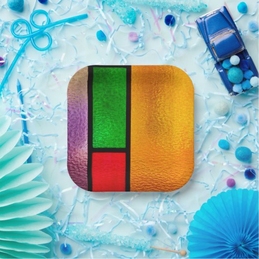 Farblich verklebtes Glas Pappteller (Party)