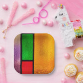 Farblich verklebtes Glas Pappteller (Party)