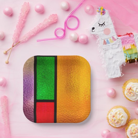 Farblich verklebtes Glas Pappteller (Party)