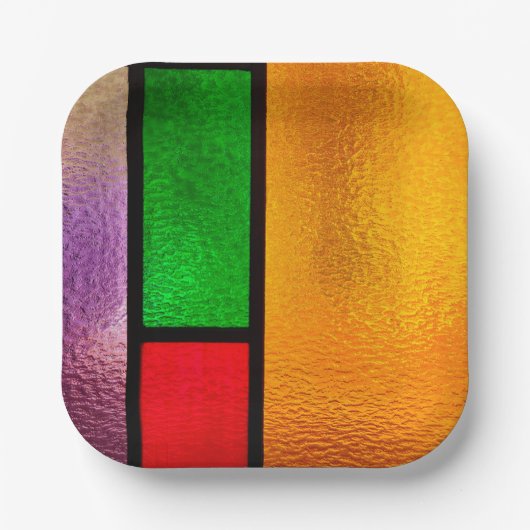 Farblich verklebtes Glas Pappteller (Vorderseite)