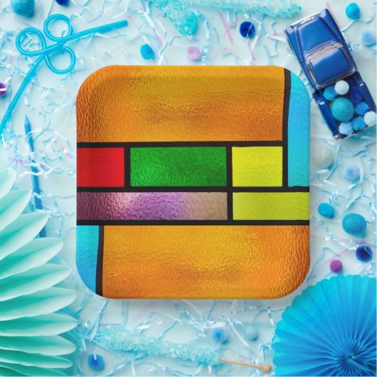 Farblich verklebtes Glas Pappteller (Party)