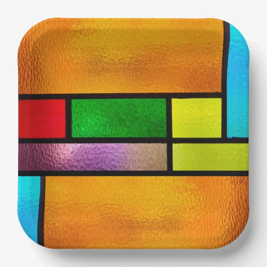 Farblich verklebtes Glas Pappteller (Vorderseite)
