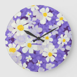 Farblich Vintag: Muster nahtloser Blume Große Wanduhr