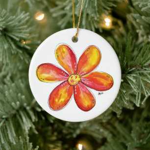 Farblich weißes Orange und Gelb Keramik Ornament