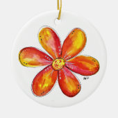 Farblich weißes Orange und Gelb Keramik Ornament (Vorne)