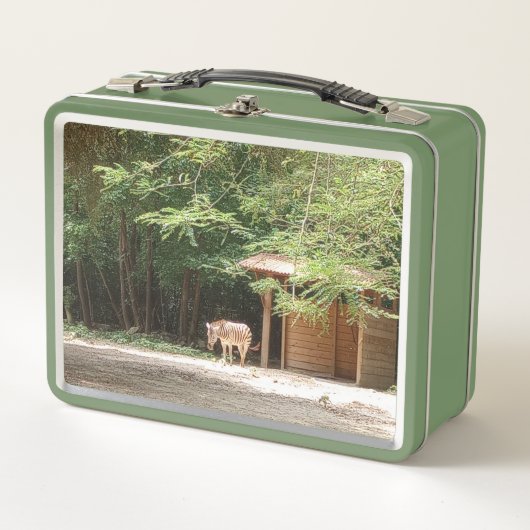 Farblich, Zebra und Blumen, Metallspeise Metall Brotdose (Vorderseite)