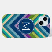 Farblich Zickzack Muster, kundenspezifisches Monog Case-Mate iPhone Hülle (Rückseite (Horizontal))