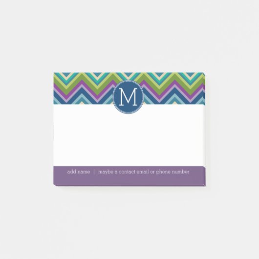 Farblich Zickzack Muster, kundenspezifisches Monog Post-it Klebezettel (Vorderseite)