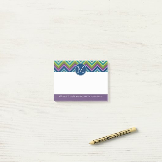 Farblich Zickzack Muster, kundenspezifisches Monog Post-it Klebezettel (Auf Schreibtisch)
