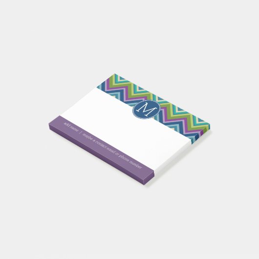 Farblich Zickzack Muster, kundenspezifisches Monog Post-it Klebezettel (angewinkelt)