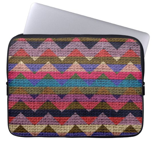 Farblich Zickzack Zigzag Burlap Jute #2 Laptopschutzhülle (Vorderseite)