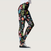 FarblichBotanische Blätter und Blume Muster Leggings (Rechts)