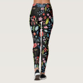 FarblichBotanische Blätter und Blume Muster Leggings (Rückseite)