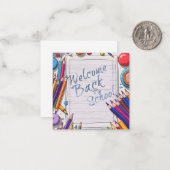 Farbliche Begrüßung zurück zum Schuldesign Mitteilungskarte (Vorderseite/Rückseite Beispiel)