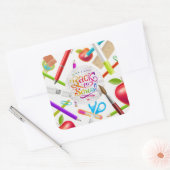 Farbliche Begrüßung zurück zum Schulplatz Quadratischer Aufkleber (Umschlag)