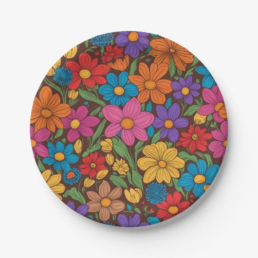 Farbliche Blume Pappteller (Vorderseite)