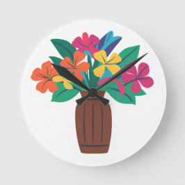 Farbliche Blume Runde Wanduhr