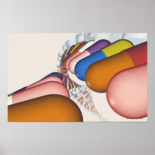 Farbliche Darstellung eines DNA-Strangs Poster (Vorne)