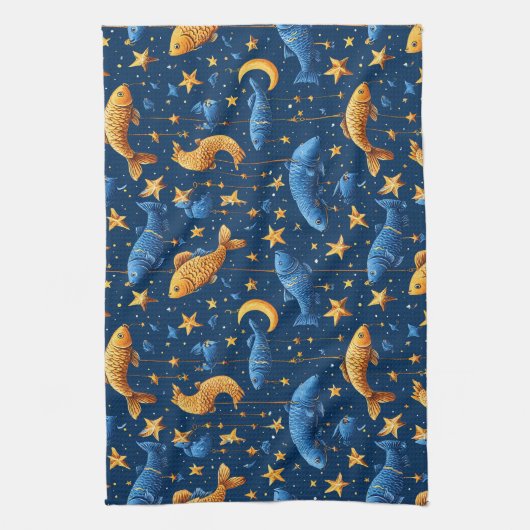 Farbliche Fischmuster Geschirrtuch (Vertikal)