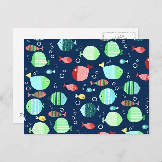 Farbliche Fischmuster Postkarte (Vorne/Hinten)