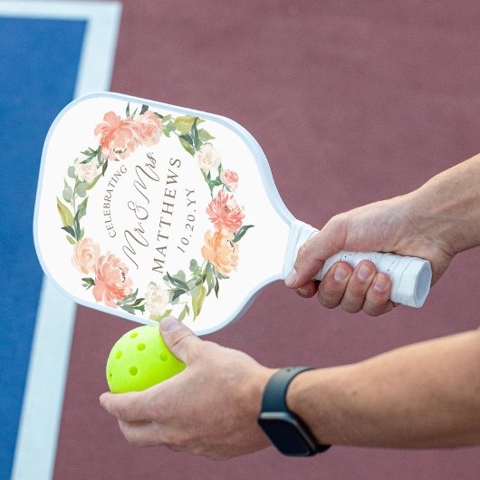 Farbliche Hochzeitsblüte Pickleball Schläger