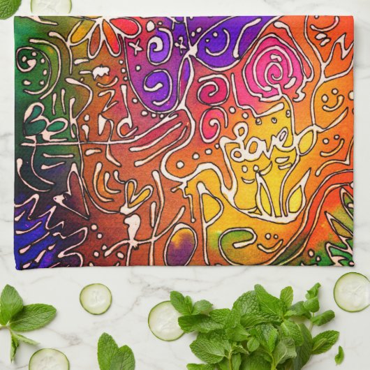 Farbliche inspirierende freundschaftliche Worte Geschirrtuch (Gefaltet)