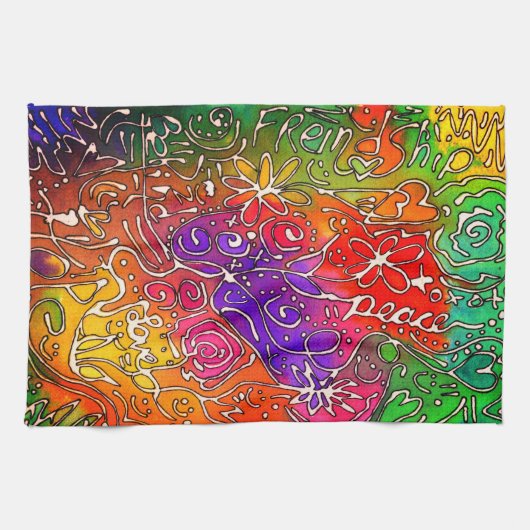 Farbliche inspirierende freundschaftliche Worte Geschirrtuch (Horizontal)