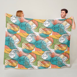Farbliche Kunst der Gesichter - nahtloses Muster 1 Fleecedecke