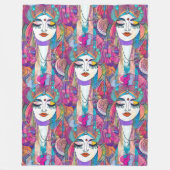 Farbliche Kunst der Gesichter - nahtloses Muster 2 Fleecedecke (Vorderseite)