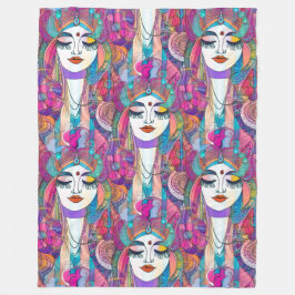 Farbliche Kunst der Gesichter - nahtloses Muster 2 Fleecedecke