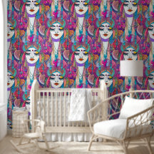 Farbliche Kunst der Gesichter - nahtloses Muster 2