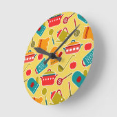 Farbliche Muster der Küchengeräte Runde Wanduhr (Winkel)