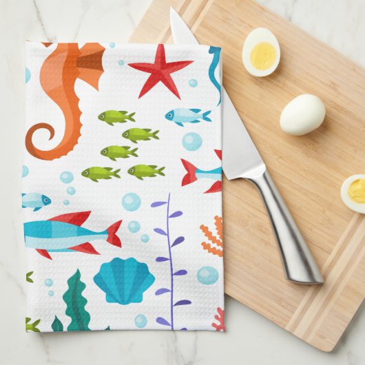 Farbliche Muster von Meerestieren Handtuch (Viertel Falte)