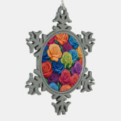 Farbliche Rose Schneeflocken Zinn-Ornament (Links)