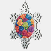 Farbliche Rose Schneeflocken Zinn-Ornament (Rechts)