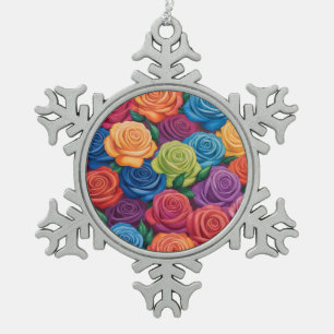 Farbliche Rose Schneeflocken Zinn-Ornament