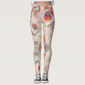 Farbliche Rose und Blumenmuster Leggings (Vorderseite)