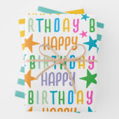 Farbliche Sitte und weiße Streifen glücklich zum G Geschenkpapier Set (Beispiel)