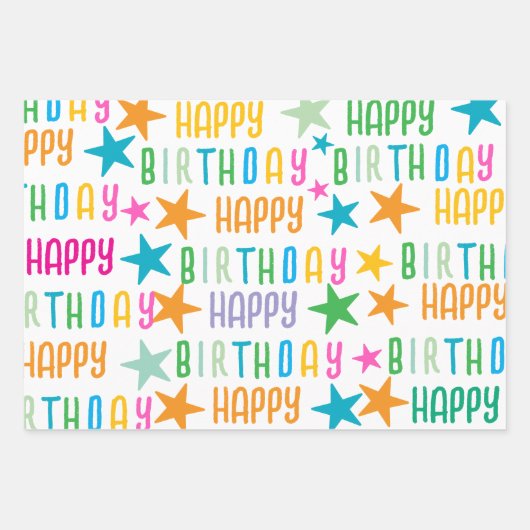 Farbliche Sitte und weiße Streifen glücklich zum G Geschenkpapier Set (Vorderseite)