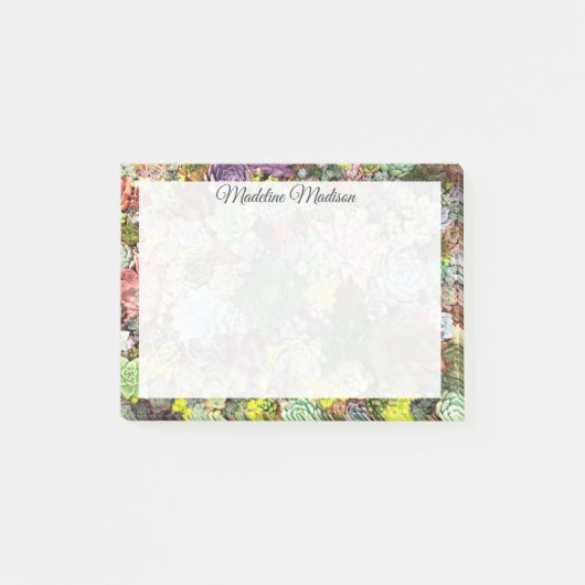 Farbliche Sukkulente Post-it Klebezettel (Vorderseite)