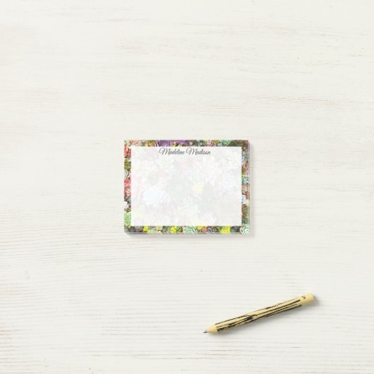 Farbliche Sukkulente Post-it Klebezettel (Auf Schreibtisch)