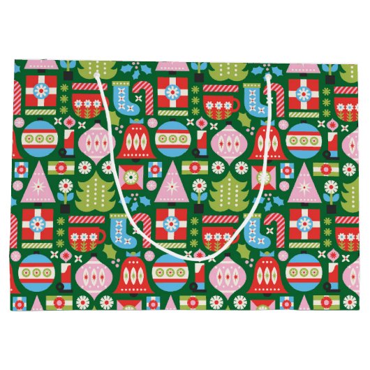 Farbliche Weihnachtsgeschenke Große Geschenktüte (Rückseite)