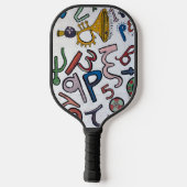Farblicher griechischer Brief Pickleball Schläger (Rückseite)