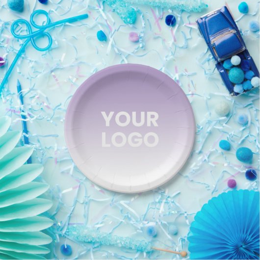 Farblicher Hintergrund | Weiße Farbe und Ihr Logo Pappteller (Party)