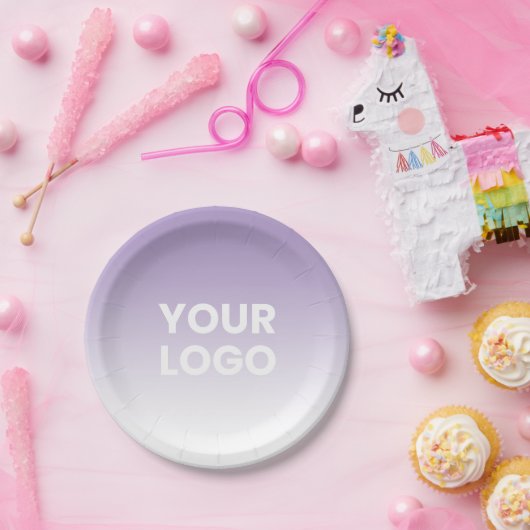 Farblicher Hintergrund | Weiße Farbe und Ihr Logo Pappteller (Party)