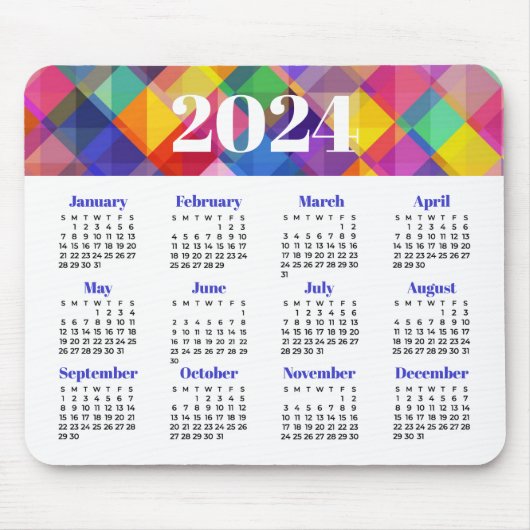 Farblicher Kalender 2024 Mousepad (Vorne)