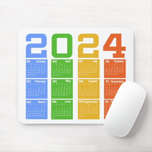 Farblicher Kalender 2024 Mousepad (Mit Mouse)