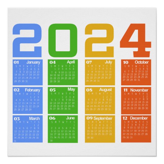 Farblicher Kalender 2024 Poster (Vorderseite)