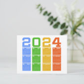 Farblicher Kalender 2024 Postkarte (Stehend Vorderseite)