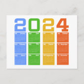 Farblicher Kalender 2024 Postkarte (Vorderseite)